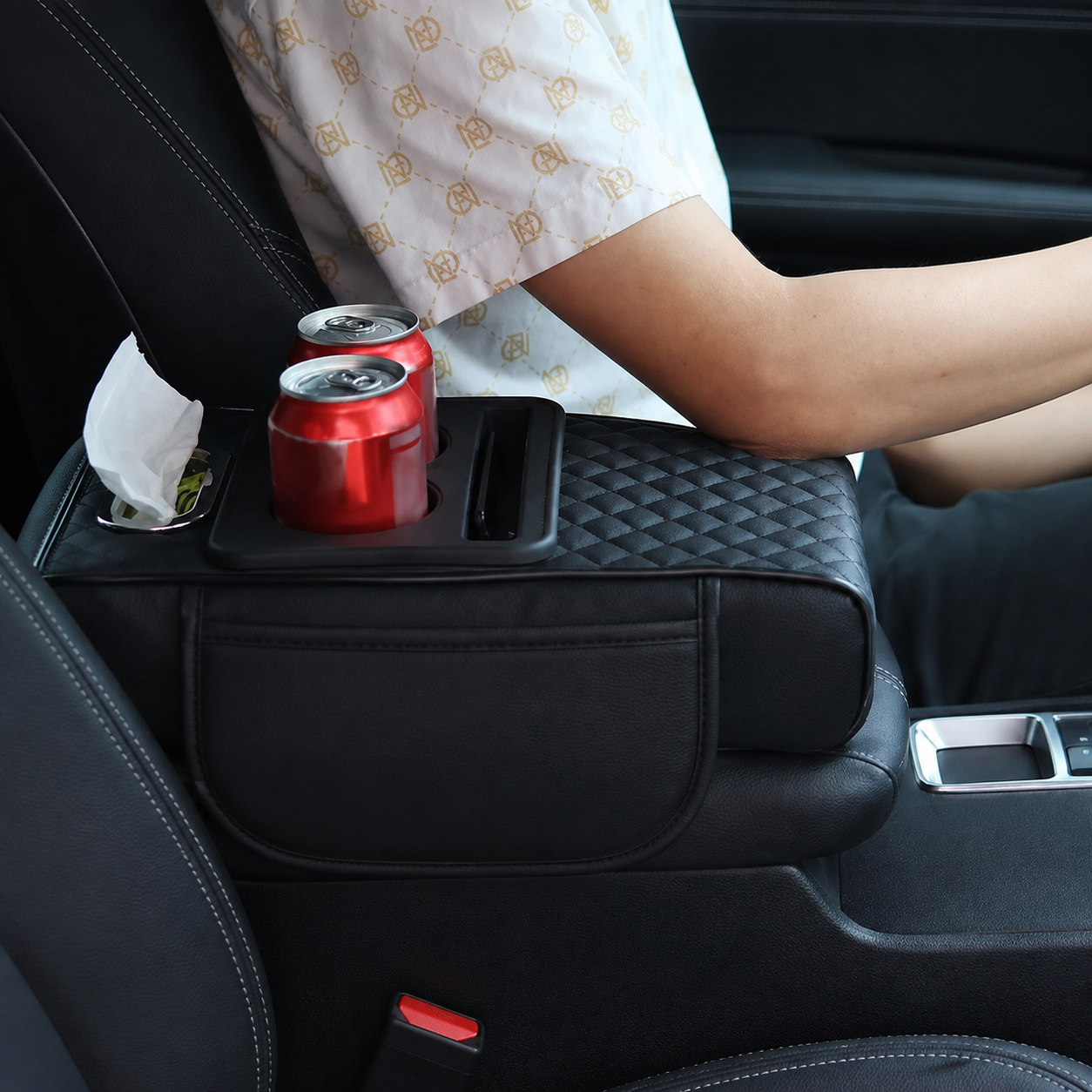 5 In 1 Center Console Cover Car Armrest Pad With 2 Storage 