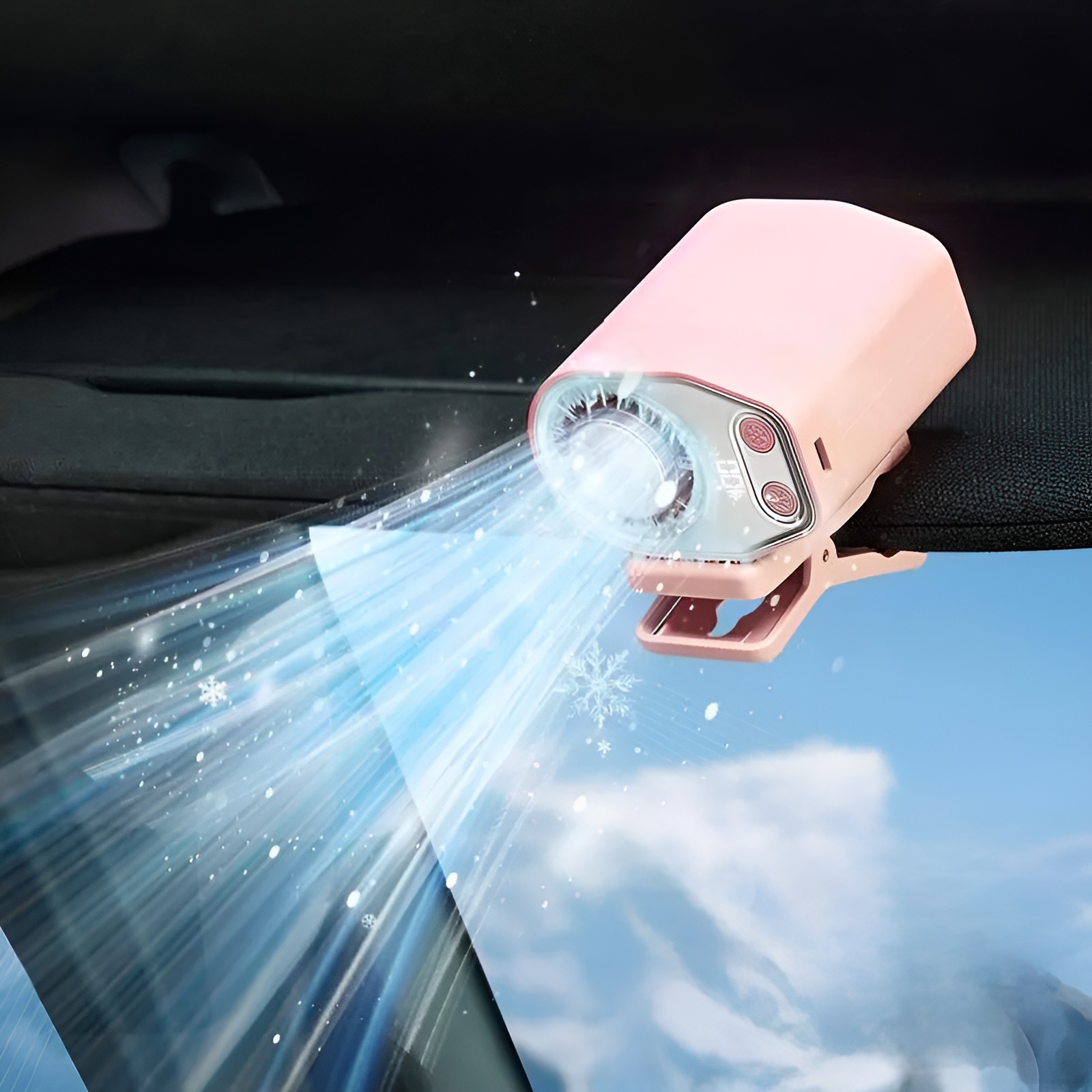 Adjustable Clip On Car Fan With LED Display And 360 Degree Rotation