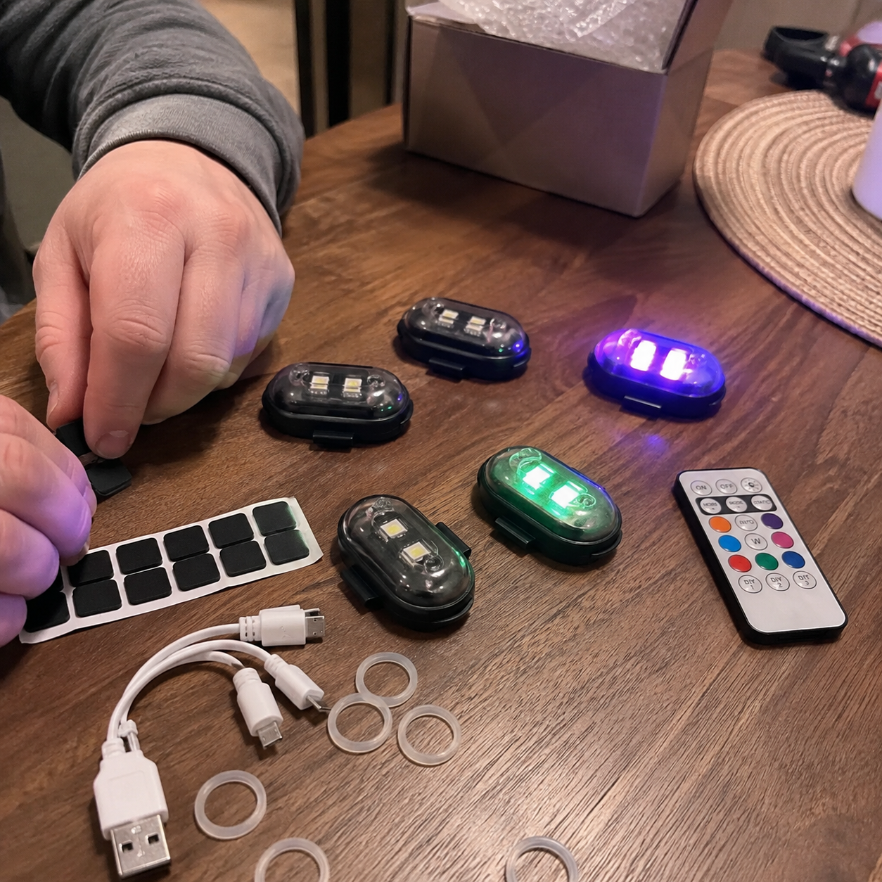 Pack Of 6 Wireless LED Strobe Lights With Remote Control For Cars