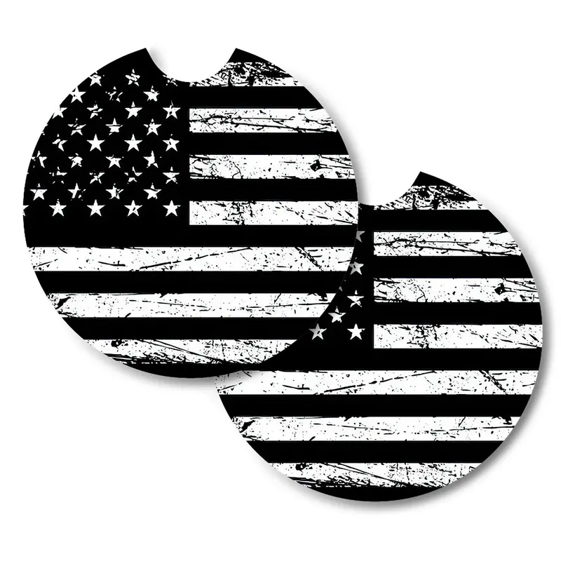 American Flag Pattern Pack Of 2 Car Cup Coaster