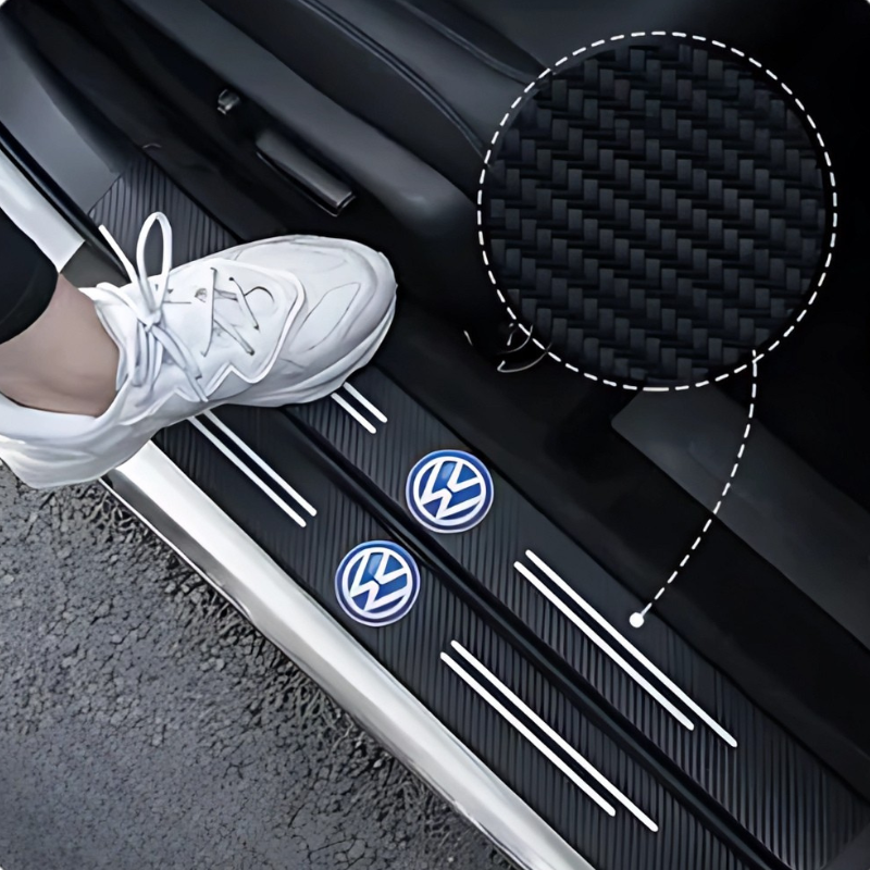 4 Pack Door Sill Protector With Carbon Film Anti Scratch-Car Door Sills