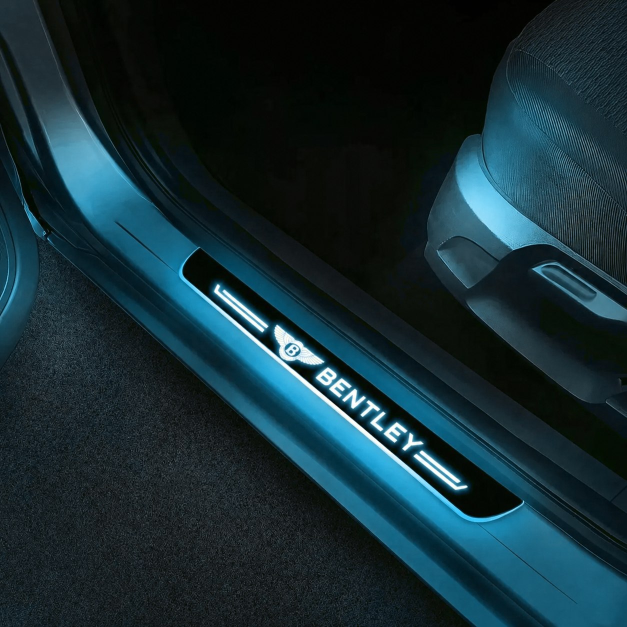 LED Door Sills Pro - BENTLEY ice-blue color-changing LED door sill