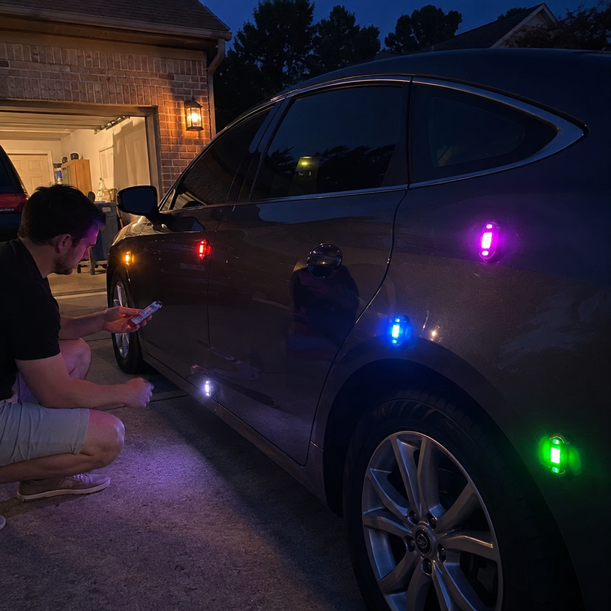 Pack Of 6 Wireless LED Strobe Lights With Remote Control For Cars