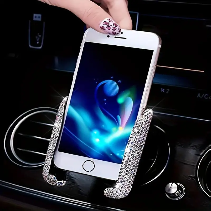 Rhinestone Decor Adjustable Air Vent Mount Phone Holder For Cars