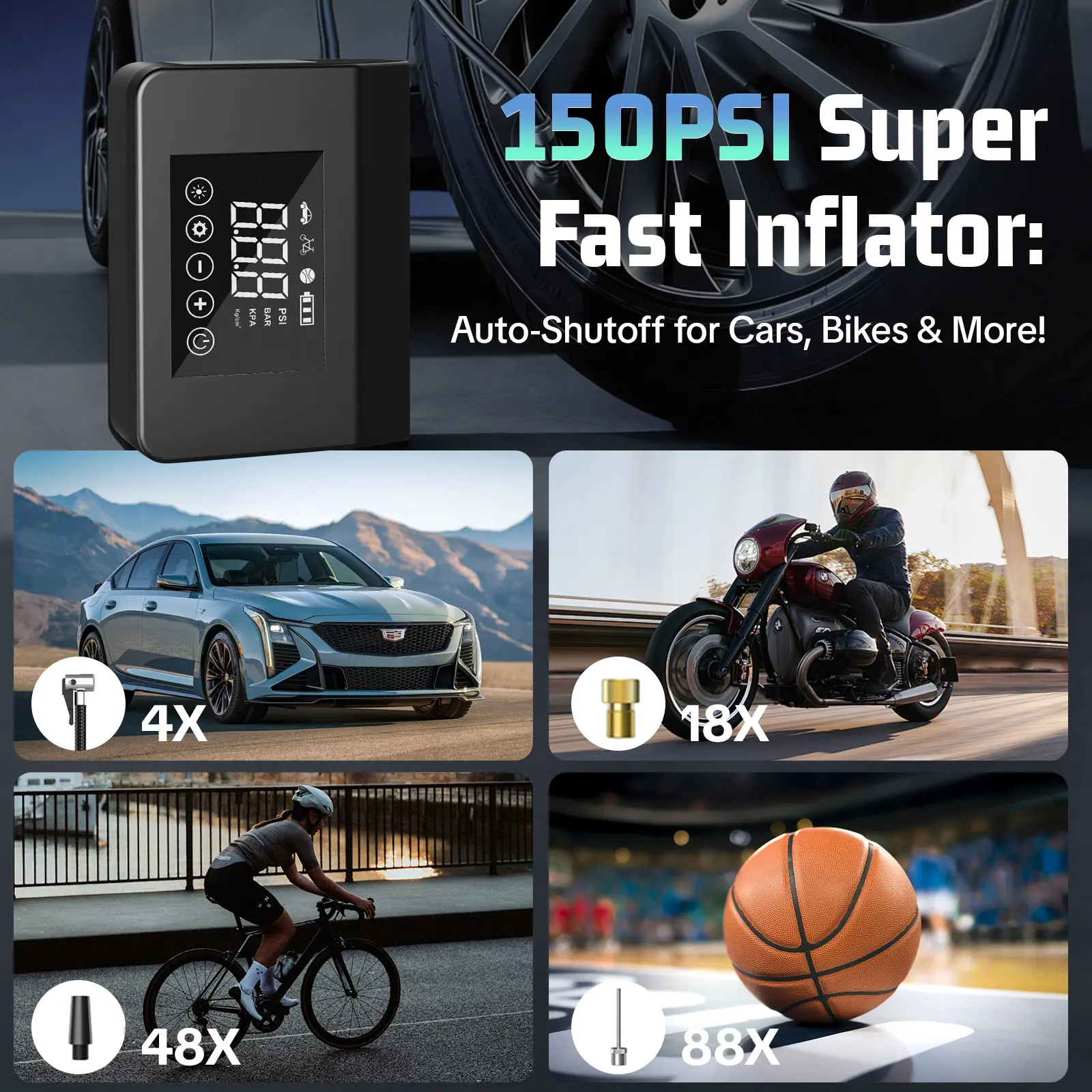 【PASLDA】4000A Portable Car Jump Starter with 150PSI Air Compressor & Digital Tire Inflator, Type-C Quick Charge Power Bank - Men's Car Accessory, Auto Accessory, Portable Charger, Gifts for Him, Men's Stuff,car accessories