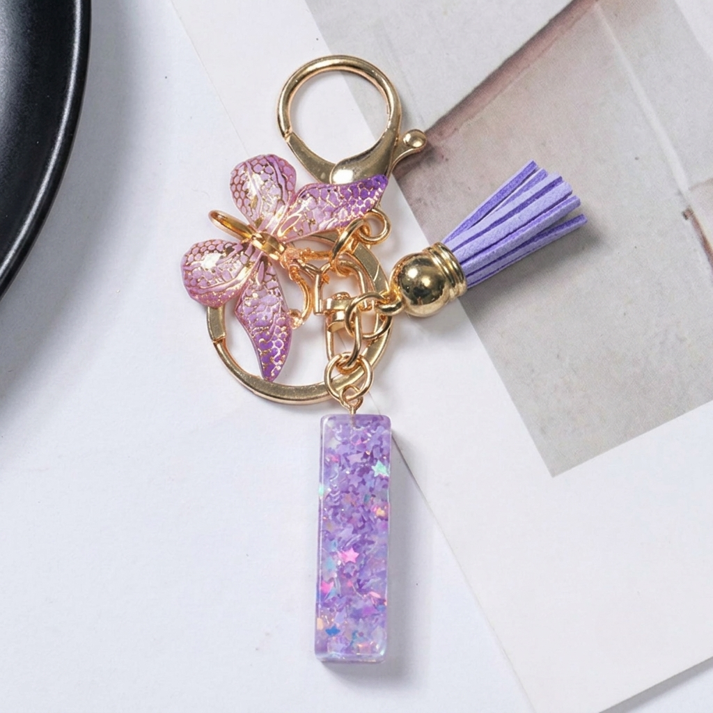 Alphabet Letter Keychain With Tassel And Lobster Charm For Keys And Bags