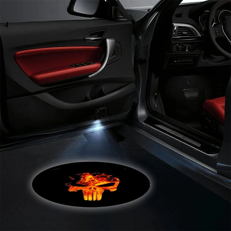 Set Of 2 Skull Car Door Lights-Car Door Sills