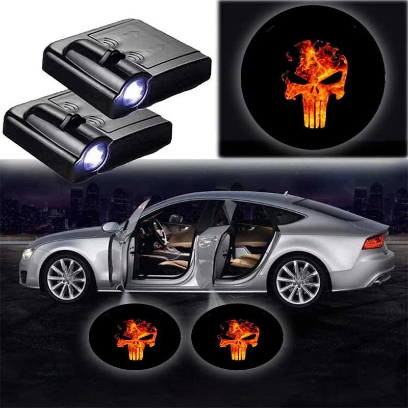 Set Of 2 Skull Car Door Lights-Car Door Sills