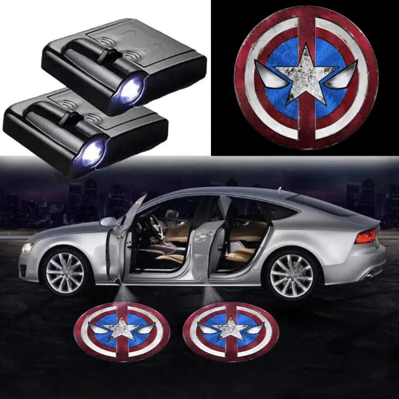 Set Of 2 Captain America Logo Lights-Car Door Sills