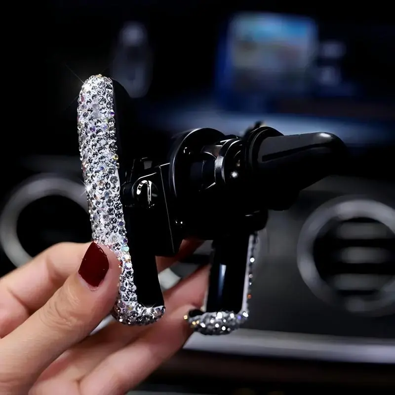 Rhinestone Decor Adjustable Air Vent Mount Phone Holder For Cars