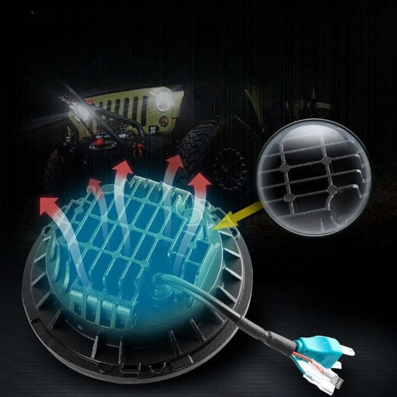 Set Of 2 Black Halo Headlights For Jeep-Car Door Sills