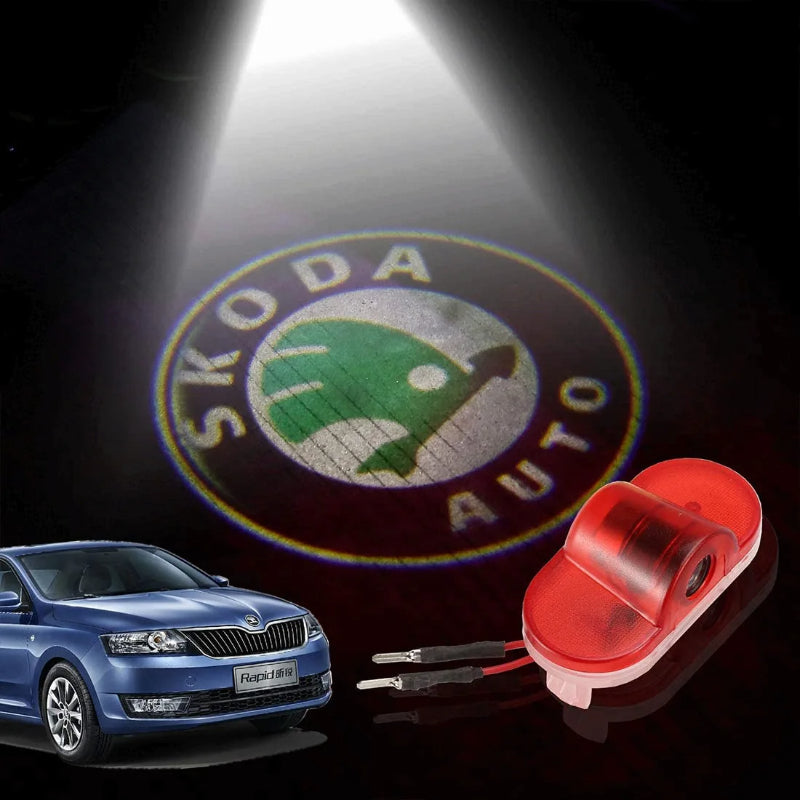 Set Of 2 Skoda Car LED Car Door Lights-Car Door Sills