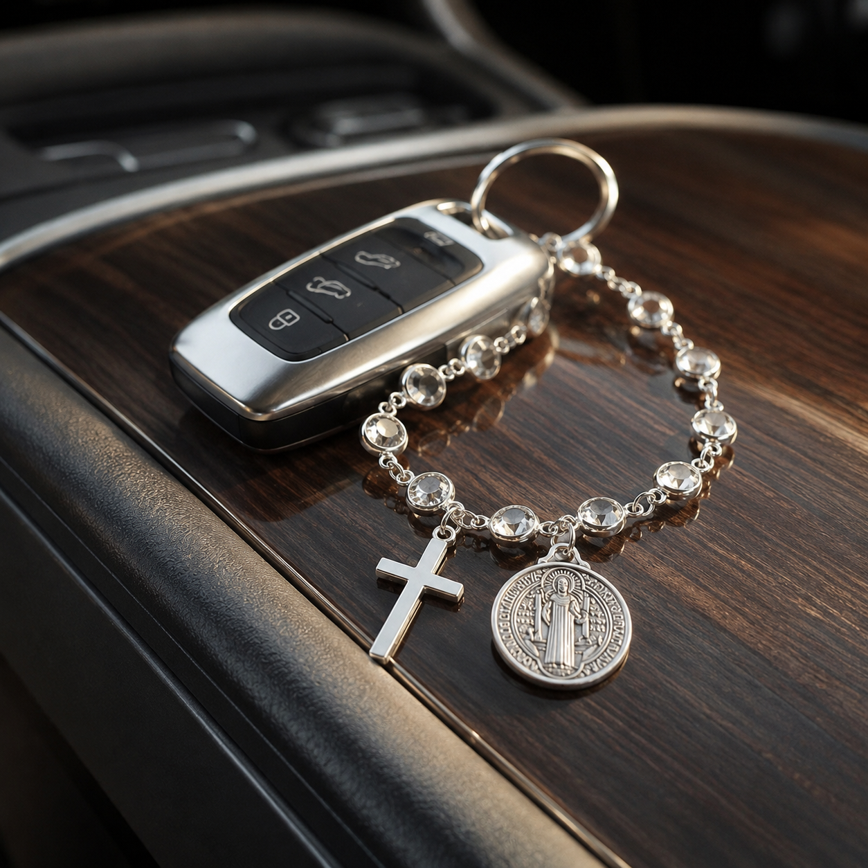 St Benedict Medal Cross Car Charm Religious Hanging Ornament Decor