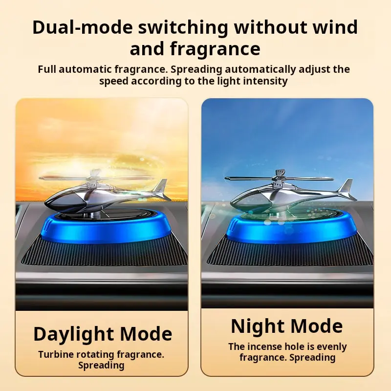Car Air Freshener - Solar-Powered Car Decor, Helicopter Shaped Car Air Fresheners, Car Fragrance Decoration, Suitable for RVs, SUVs, Small Cars, Trucks, Valentine's Day Gift, Creative Car Accessories