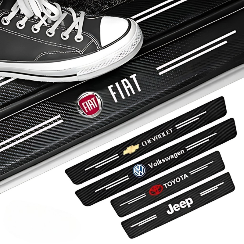 4 Pack Door Sill Protector With Carbon Film Anti Scratch-Car Door Sills