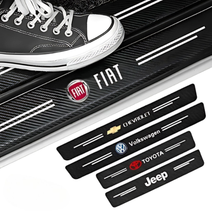 4 Pack Door Sill Protector With Carbon Film Anti Scratch-Car Door Sills