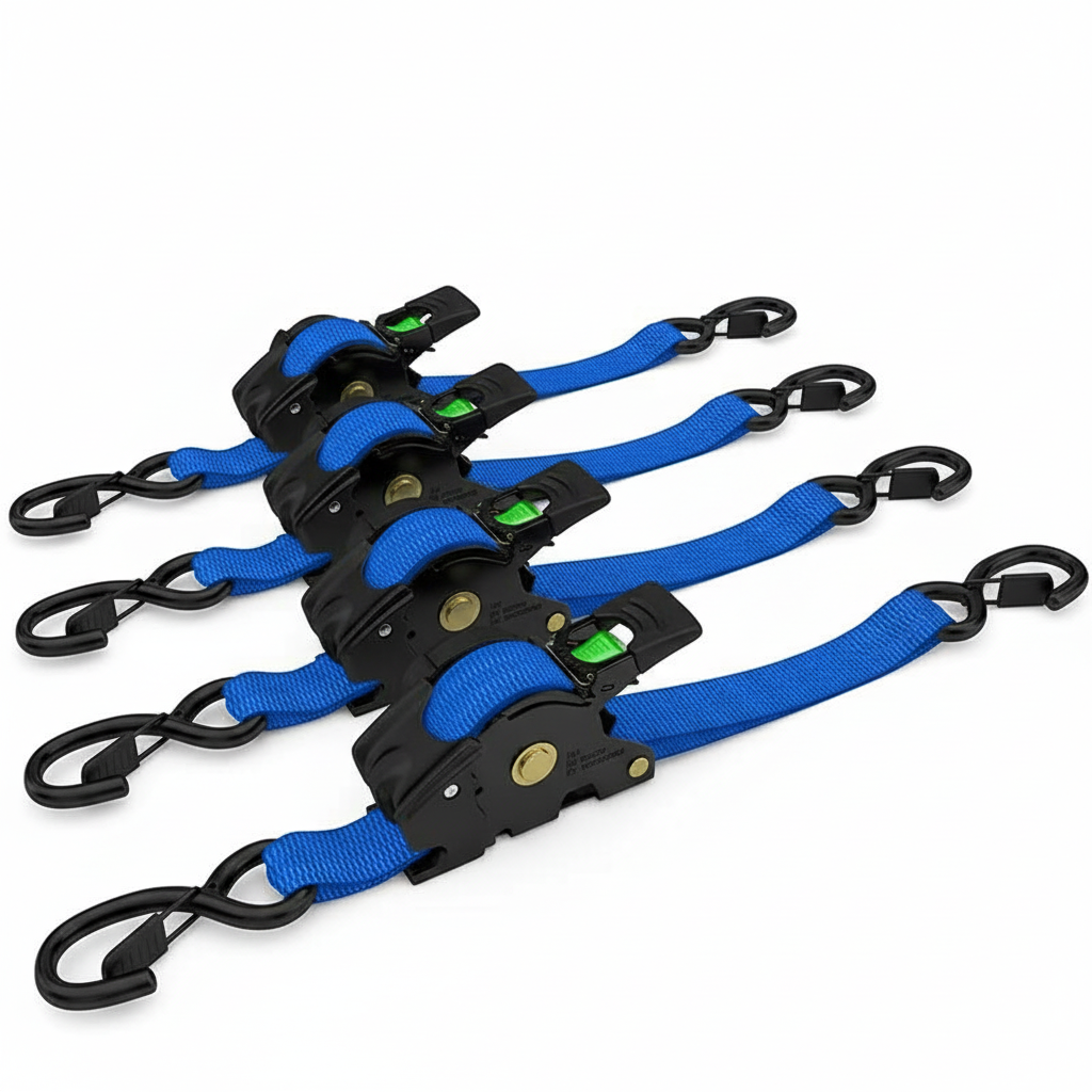 Pack Of 2 Heavy Duty Retractable Tie Down Straps 