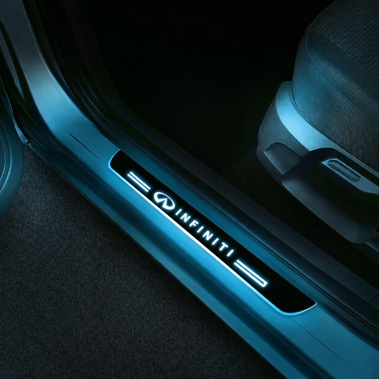 LED Door Sills Pro - INFINITI ice-blue color-changing LED door sill