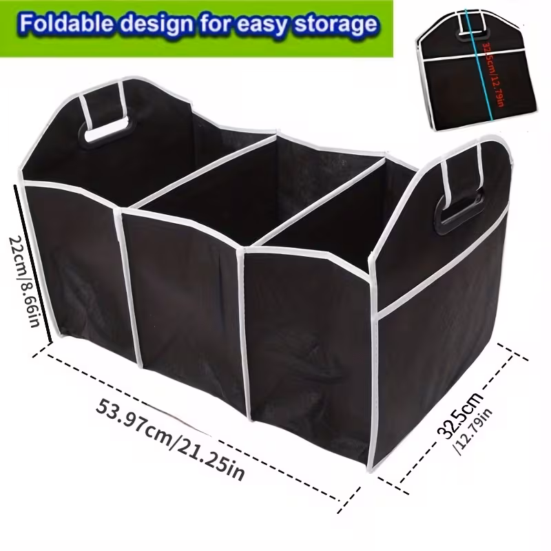 1pc universal car trunk organizer portable foldable auto storage bag with 3 compartments for suv truck van sedan 1