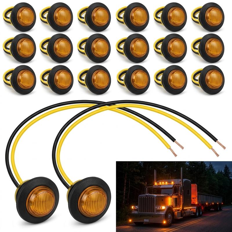 Mini Round 12V LED Side Marker Signal Lights Kit For Truck Trailer And RV  