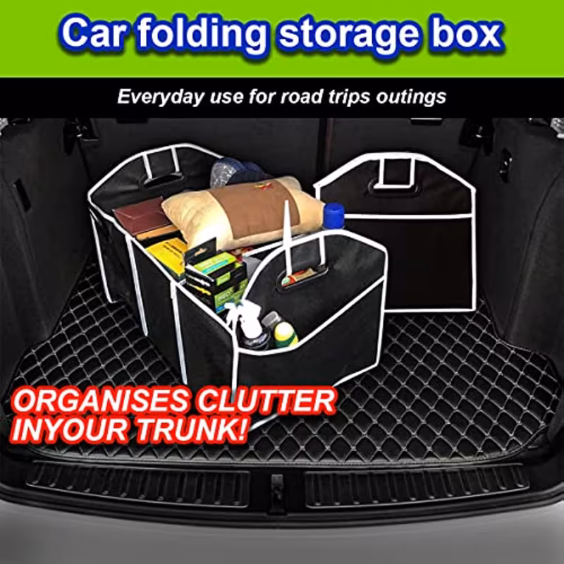 1pc universal car trunk organizer portable foldable auto storage bag with 3 compartments for suv truck van sedan 6
