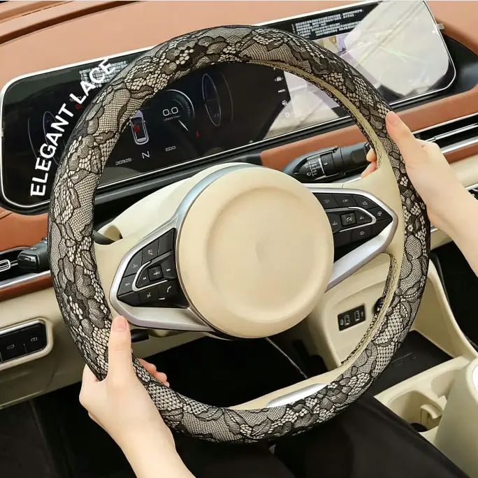 15 Inch Diameter Non Slip Lace Steering Wheel Covers For Cars