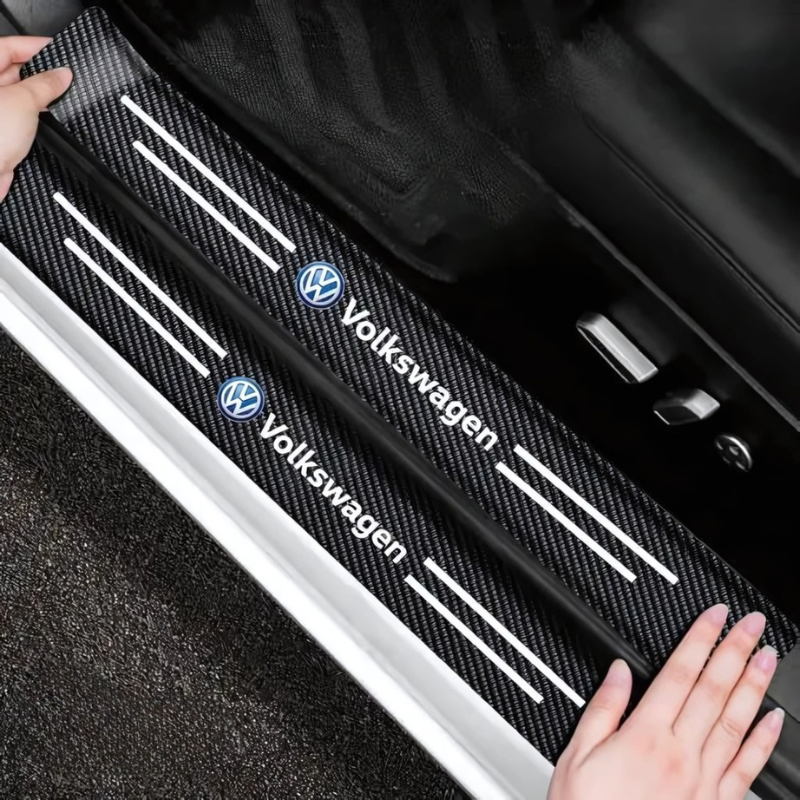 4 Pack Door Sill Protector With Carbon Film Anti Scratch-Car Door Sills