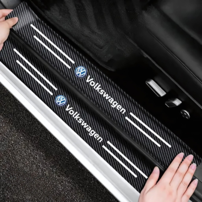 4 Pack Door Sill Protector With Carbon Film Anti Scratch-Car Door Sills