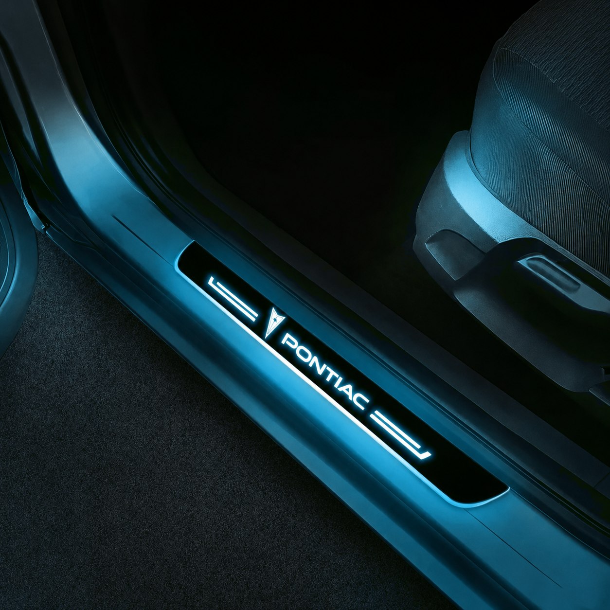 LED Door Sills Pro - PONTIAC ice-blue color-changing LED door sill