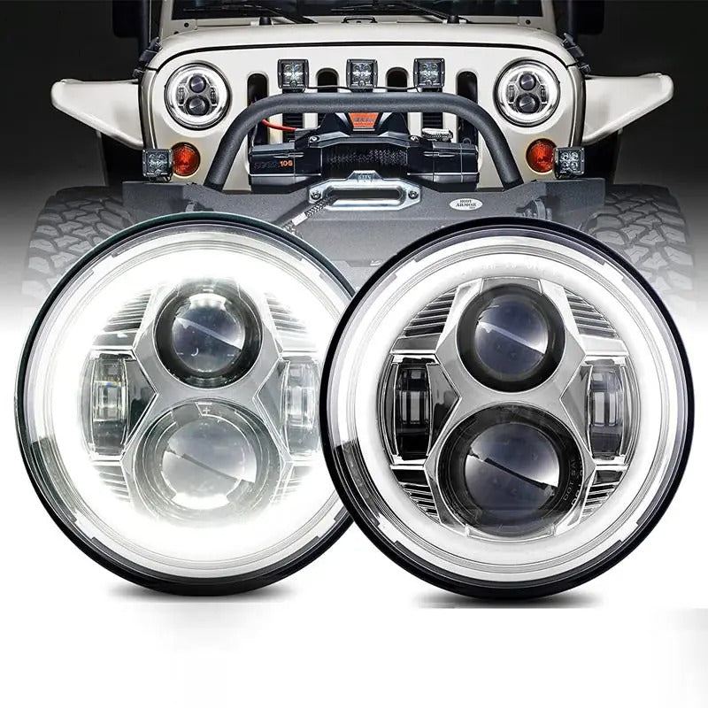 Set Of 2 Halo Headlights For Jeep-Car Door Sills