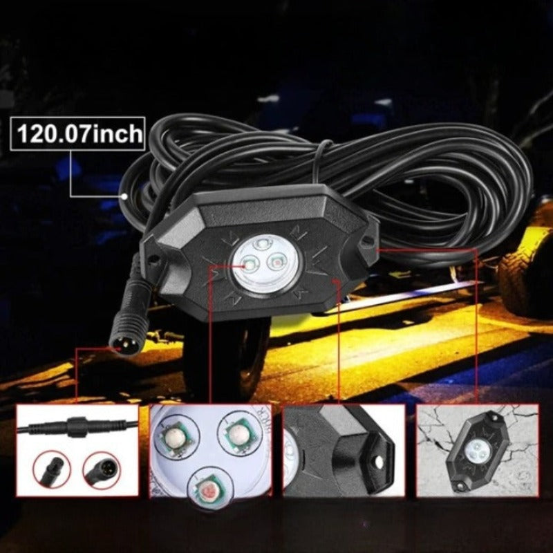 Set Of 6 Rock Lights Kit For Car Truck-Car Door Sills