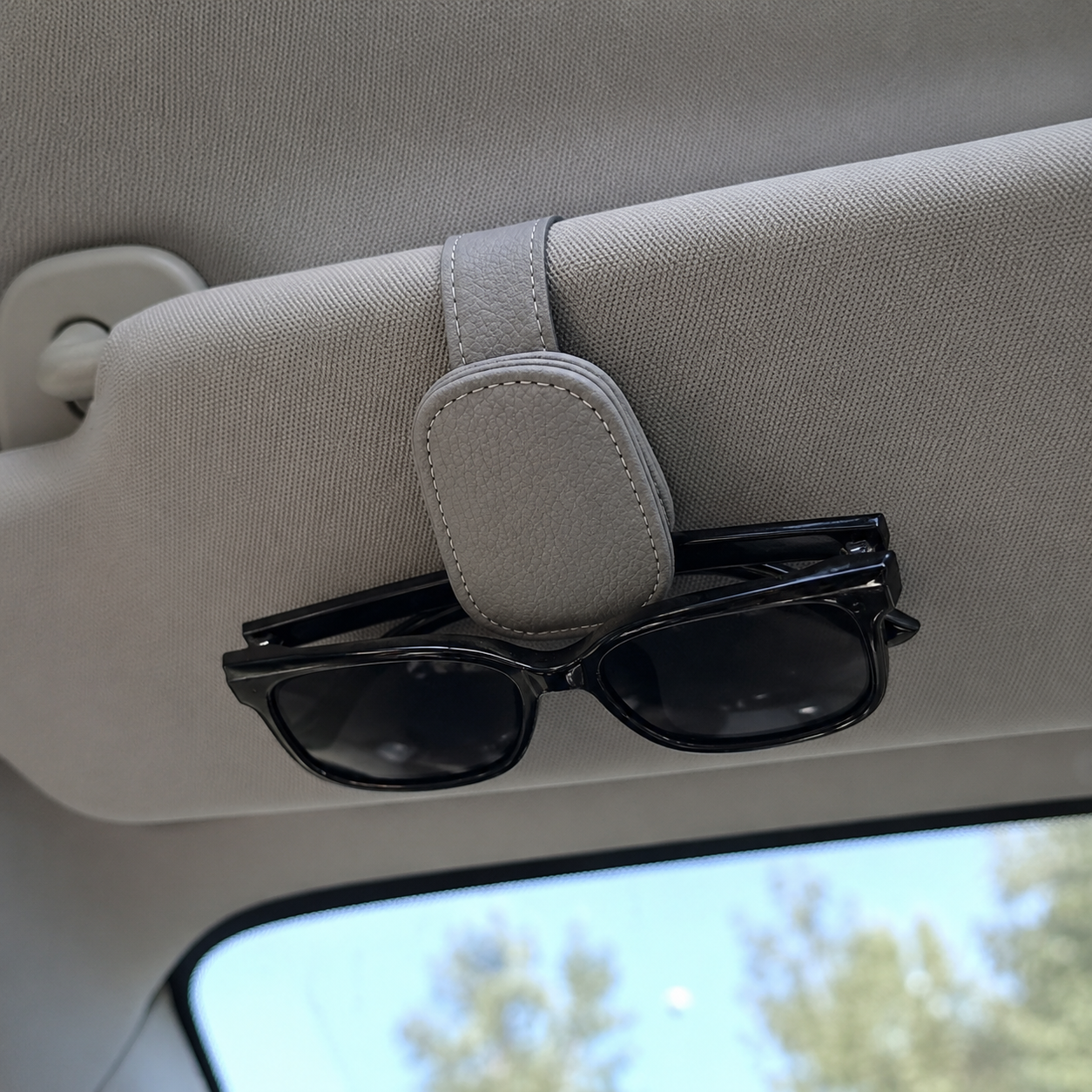 PVC Universal Car Sun Visor Glasses Clip Holder With Storage Rack