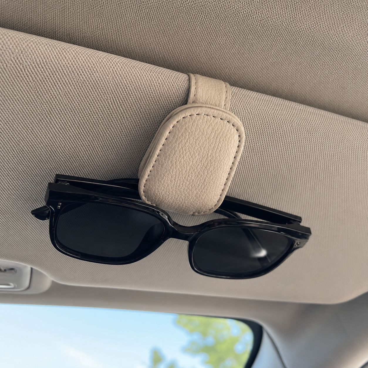 PVC Universal Car Sun Visor Glasses Clip Holder With Storage Rack