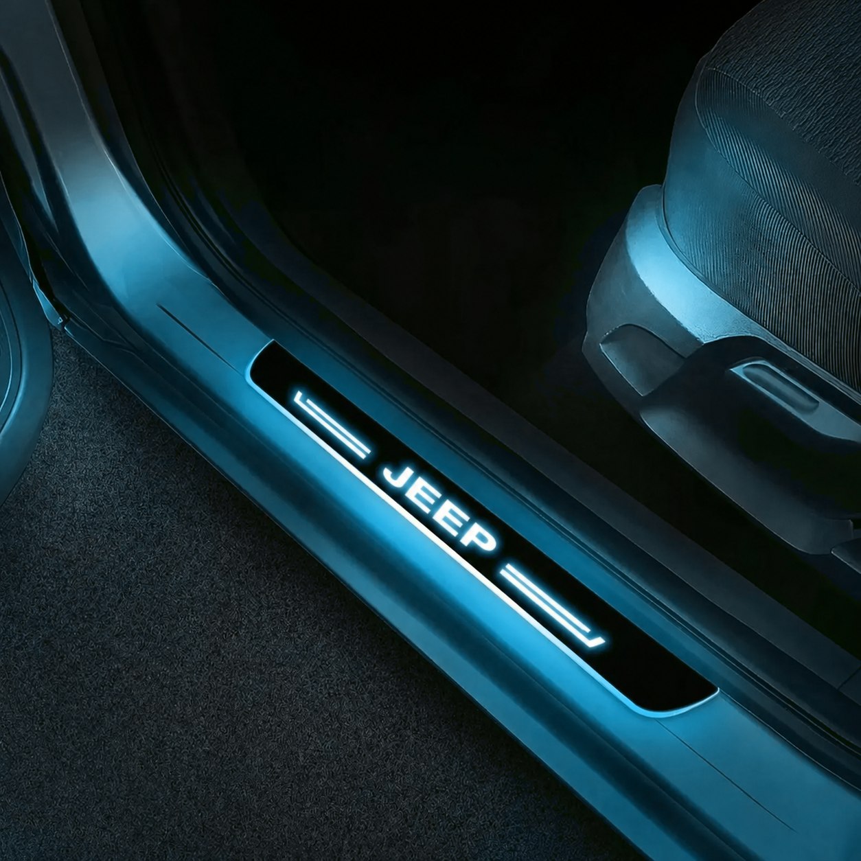 LED Door Sills Pro - JEEP ice-blue color-changing LED door sill