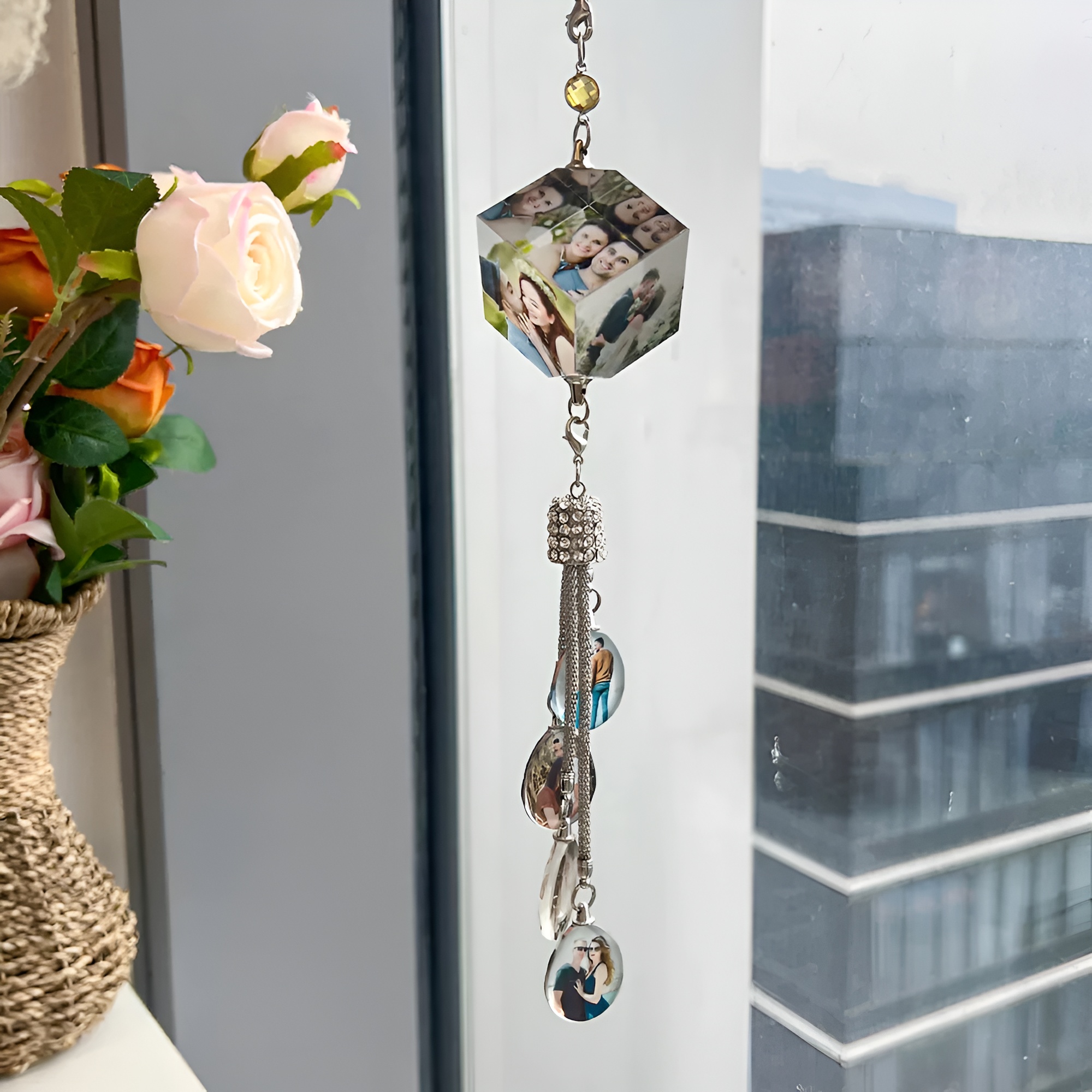 Personalized Photo Crystal Car Hanging Pendant