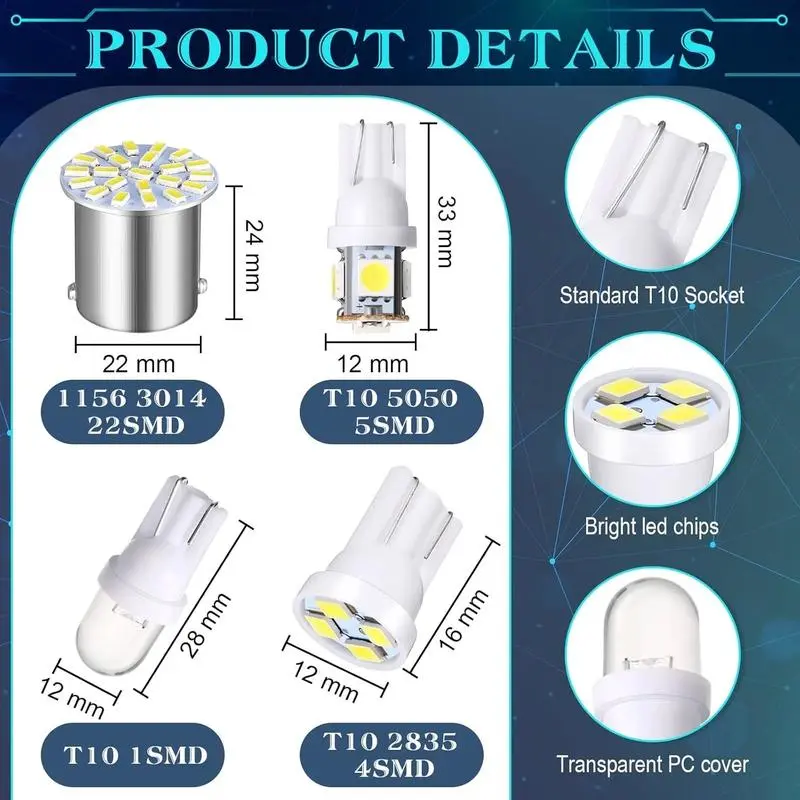70 Pieces Dome Light LED Car Bulb Kit Set 