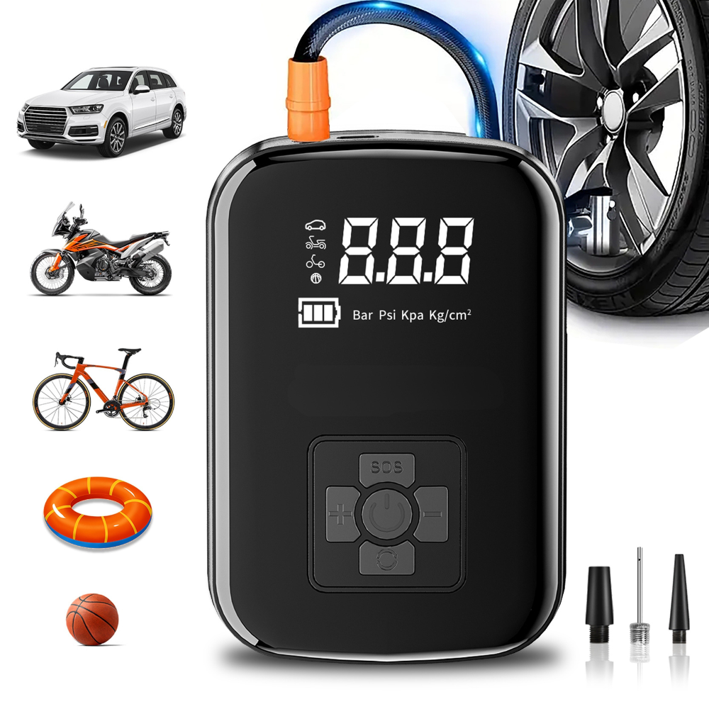 Battery Powered Portable Air Compressor For Cars And Bicycles