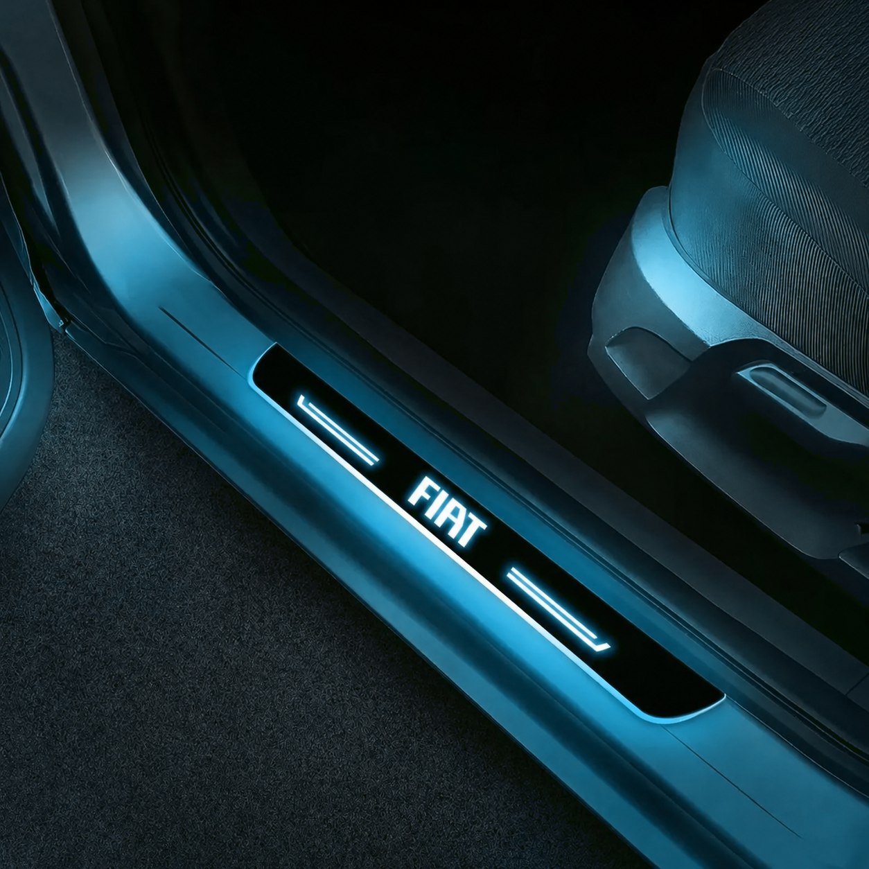 LED Door Sills Pro - FIAT ice-blue color-changing LED door sill