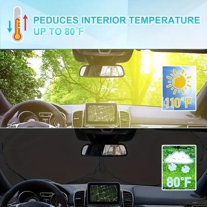 Portable Thermal Insulation Front Windshield Sun Visor & Shade, Windshield Cover, Exterior Outside Accessory for Cars, SUVs, Trucks, Automotive Glass Sunshade, Car Sun Shades Outside Car #GLOBAL PICKS