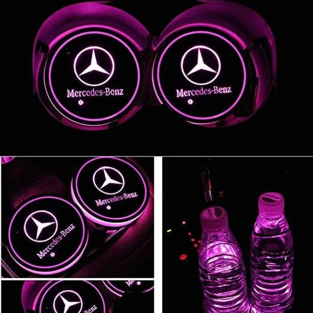 Mercedes Benz Car Cup Holder Mat Lights-Car Door Sills