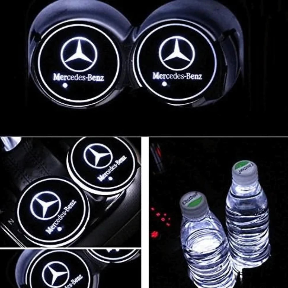Mercedes Benz Car Cup Holder Mat Lights-Car Door Sills