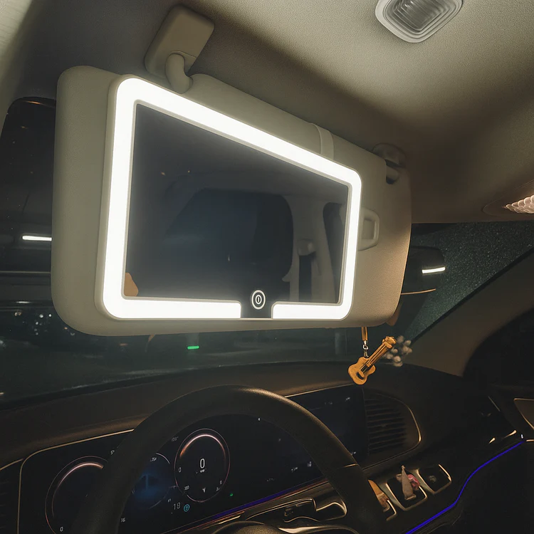 Car Mounted Vanity Mirror With Adjustable LED Light