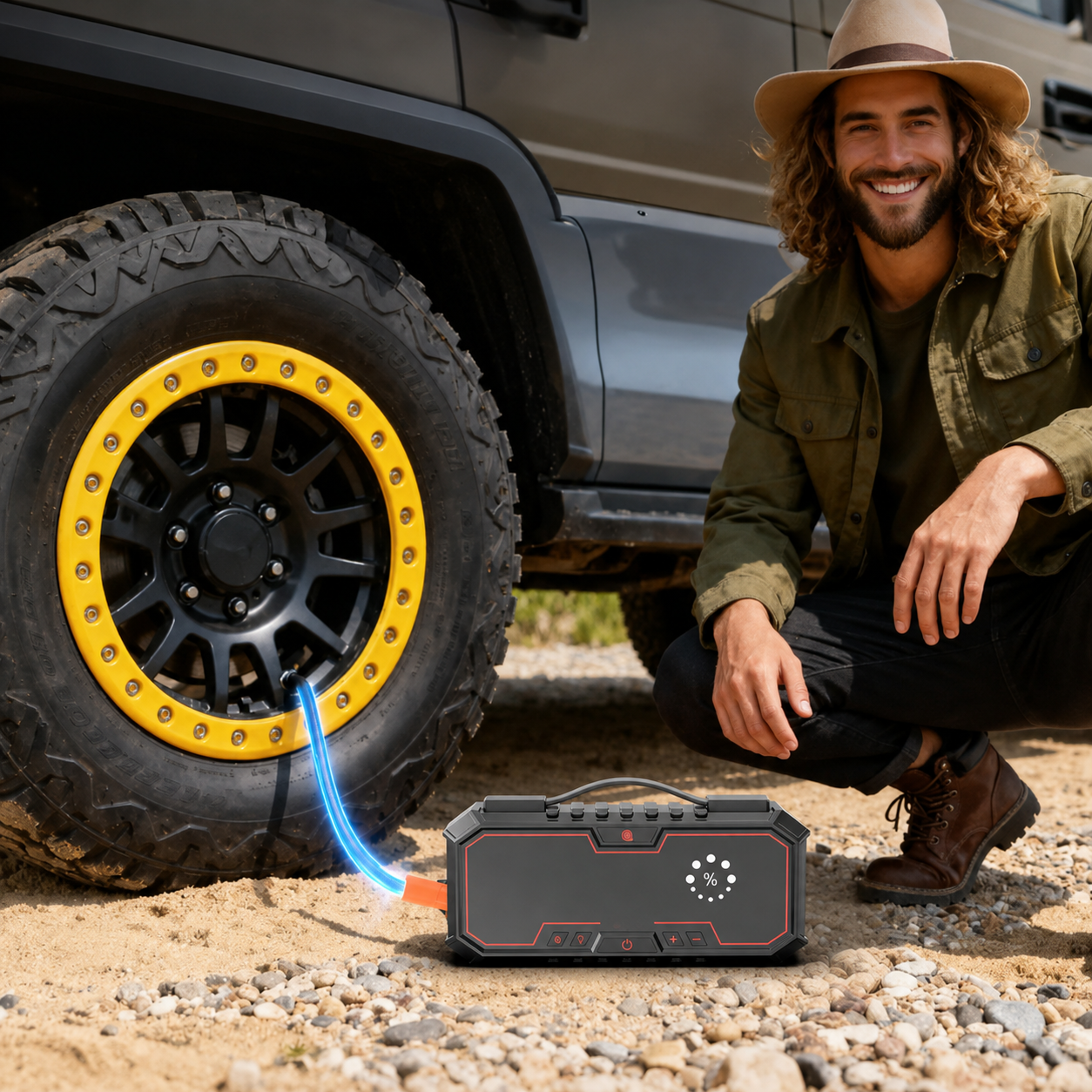 LED Light Portable Car Battery Starter Tire Inflator