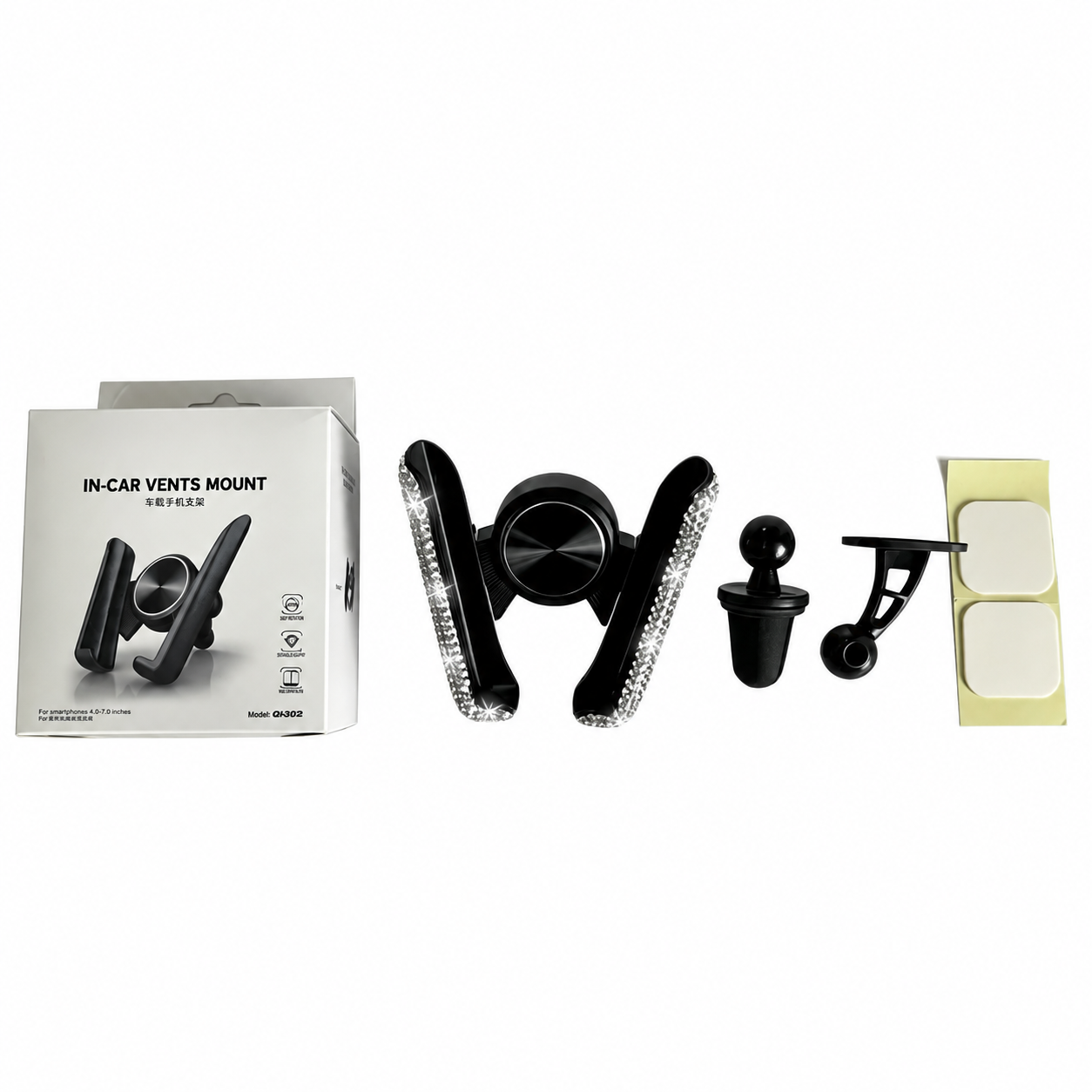 Rhinestone Decor Adjustable Air Vent Mount Phone Holder For Cars