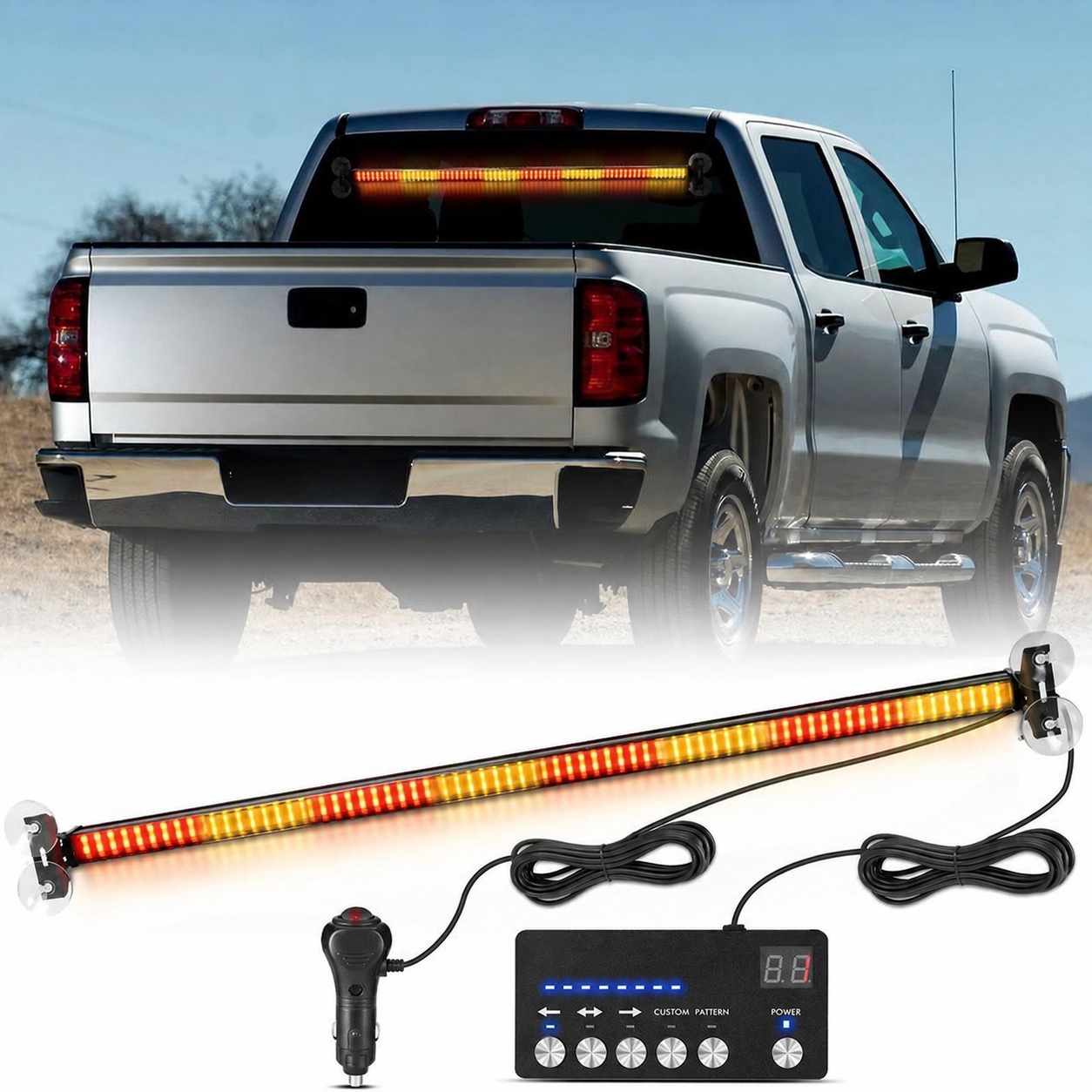 144 LED Traffic Advisor Strobe Light Bar Kit For Cars