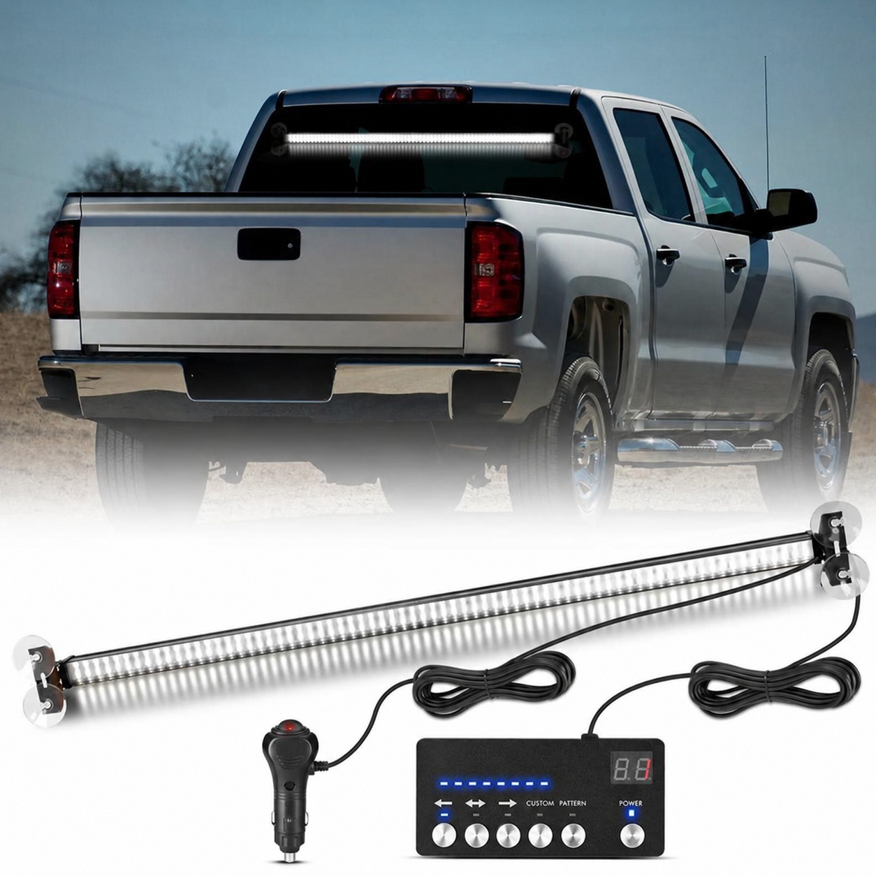 144 LED Traffic Advisor Strobe Light Bar Kit For Cars