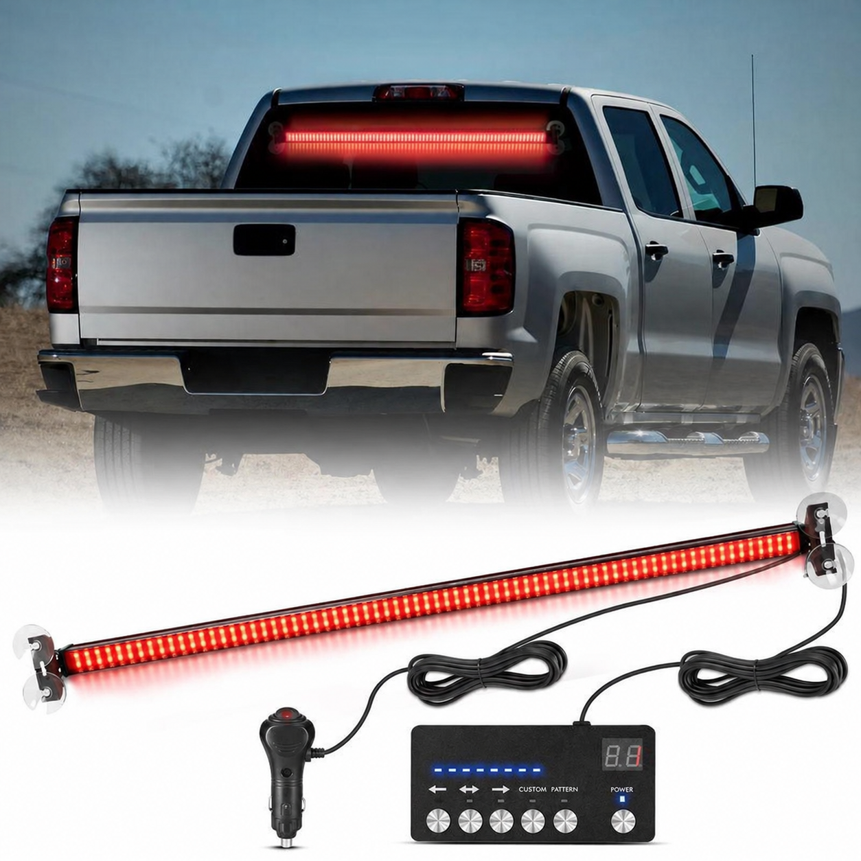 144 LED Traffic Advisor Strobe Light Bar Kit For Cars