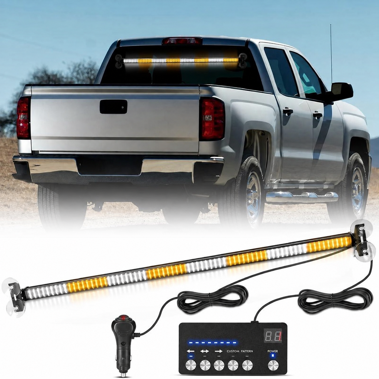 144 LED Traffic Advisor Strobe Light Bar Kit For Cars