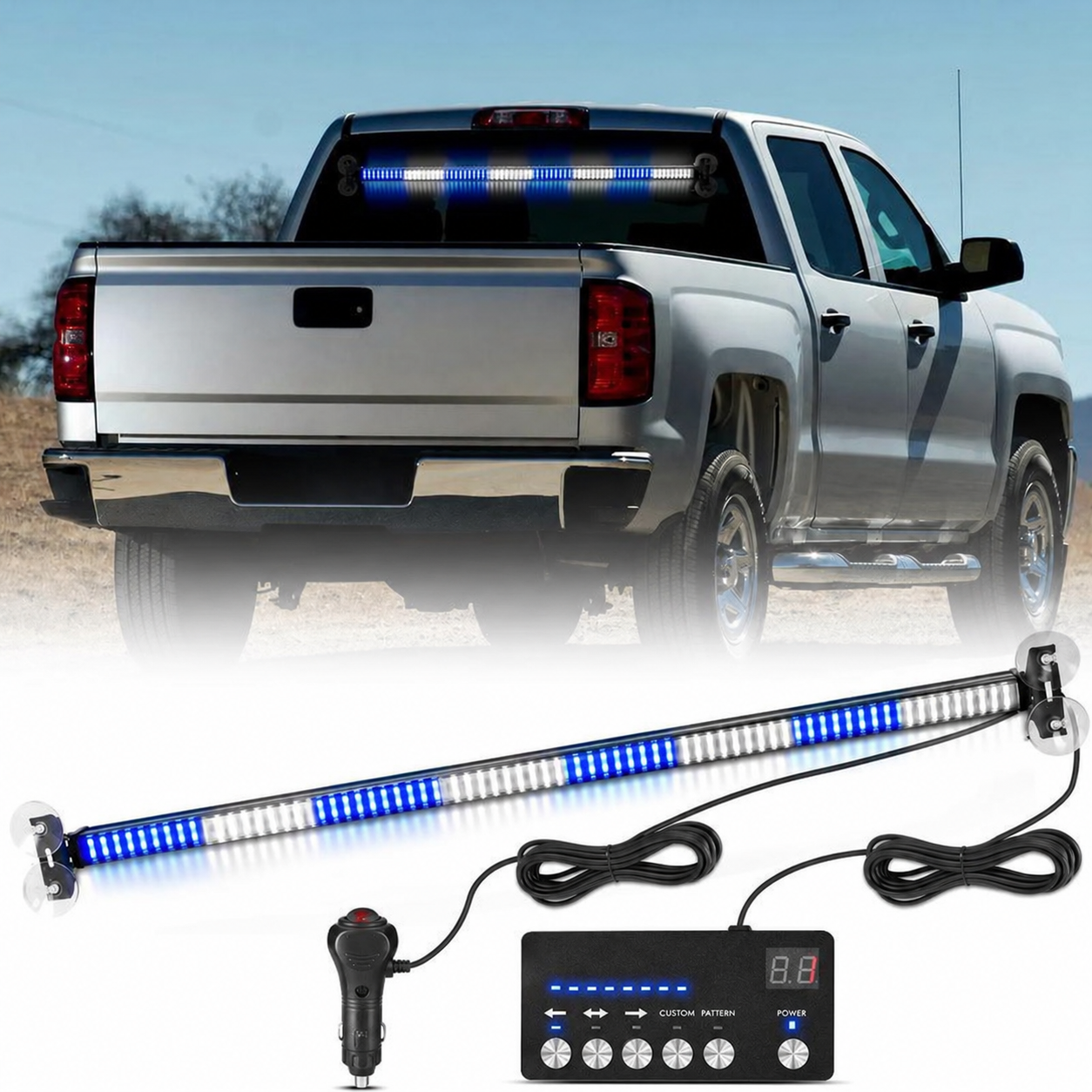 144 LED Traffic Advisor Strobe Light Bar Kit For Cars