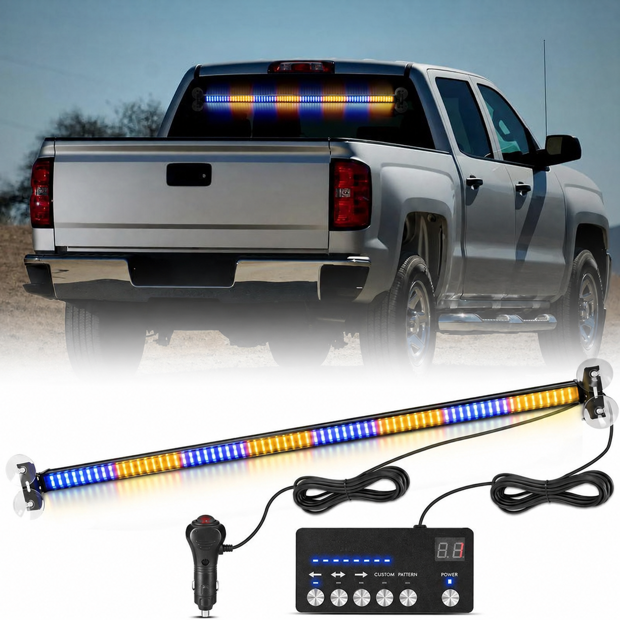 144 LED Traffic Advisor Strobe Light Bar Kit For Cars
